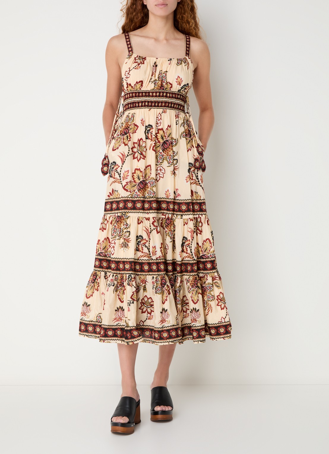 Farm Rio Aura midi jurk met bloemenprint - detail 3 creme