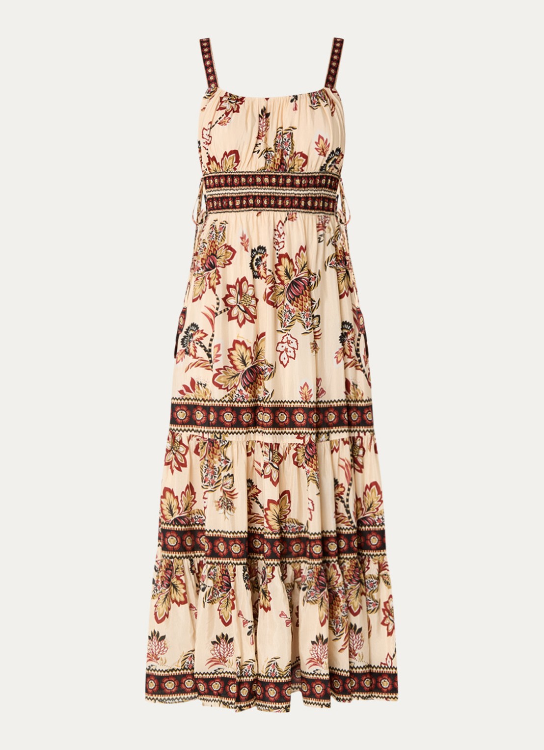 Farm Rio Aura midi jurk met bloemenprint - voorkant creme