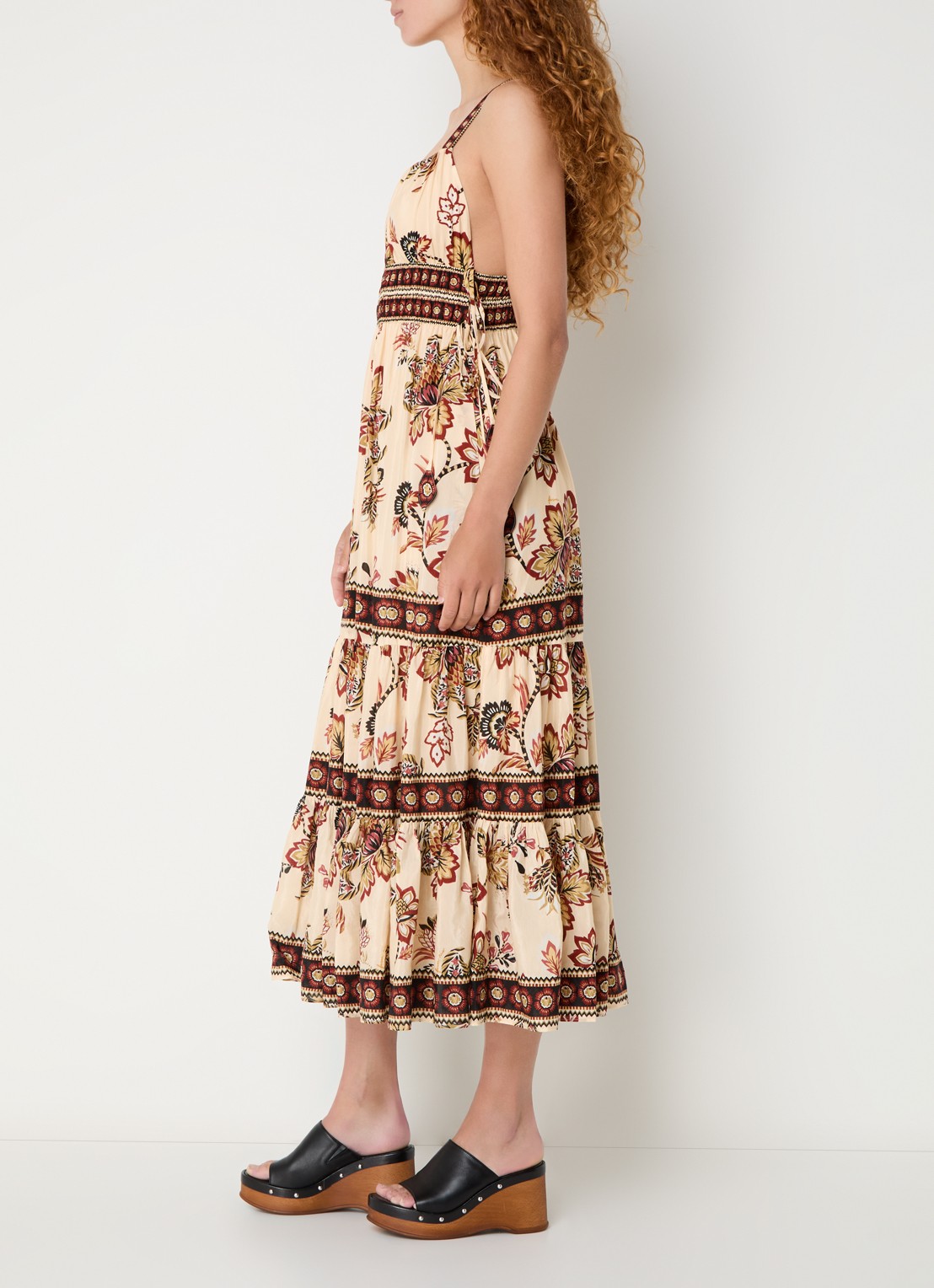 Farm Rio Aura midi jurk met bloemenprint - voorkant 2 creme