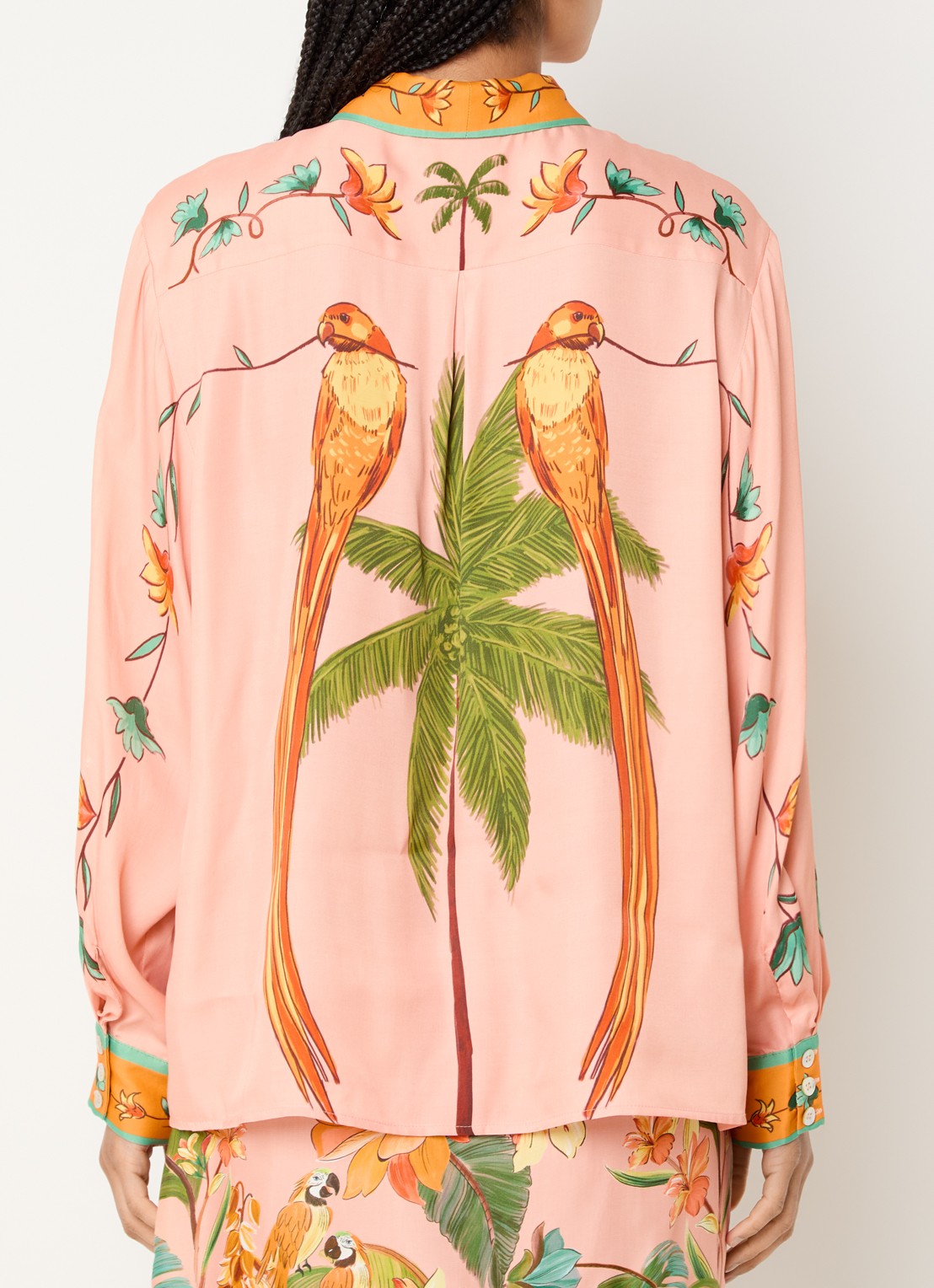 Farm Rio Birds blouse met print - achterkant 3 orange