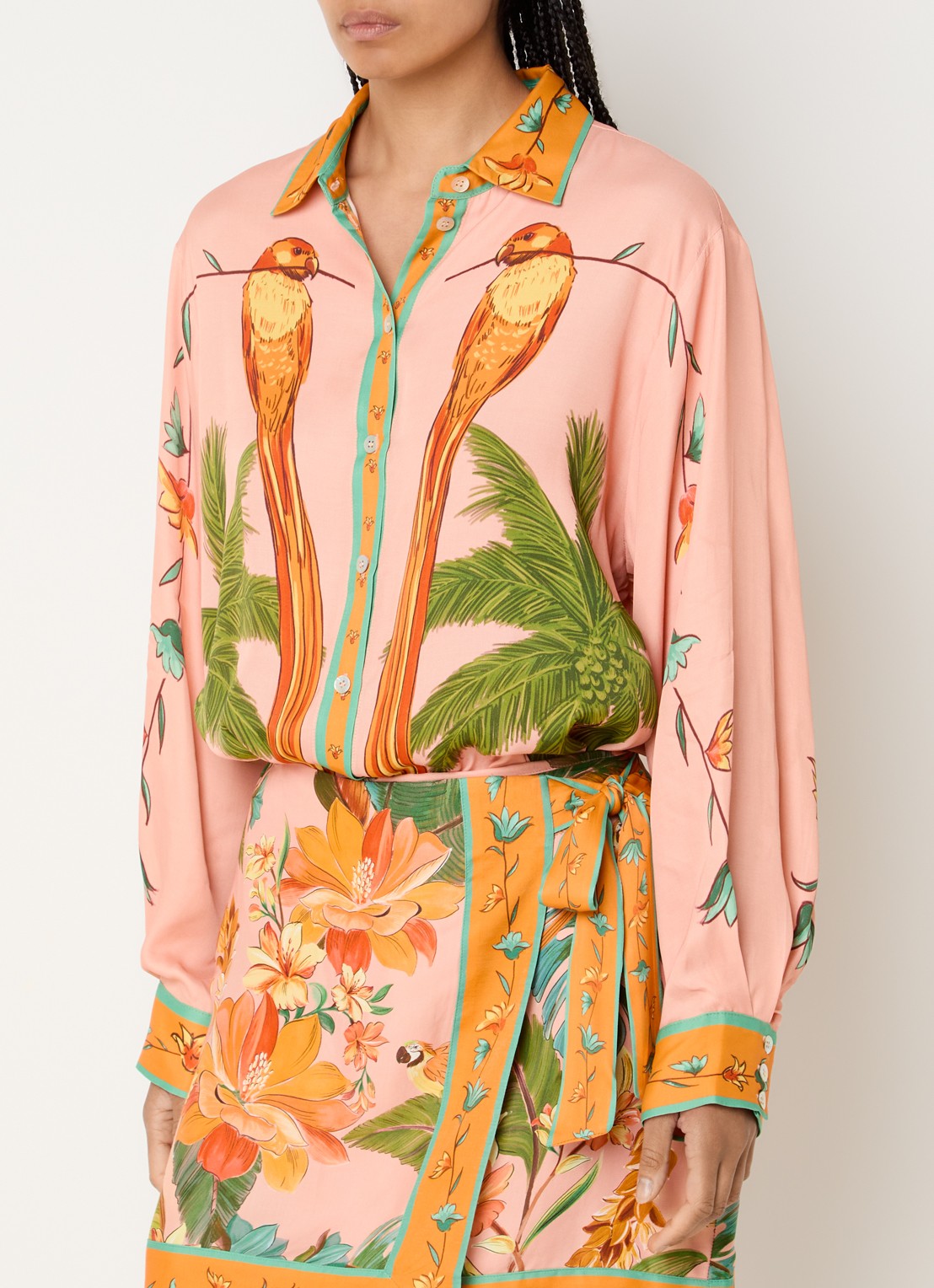 Farm Rio Birds blouse met print - detail 4 orange