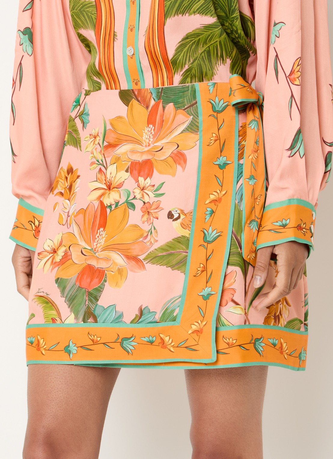 Farm Rio Birds minirok met print - detail 3 orange