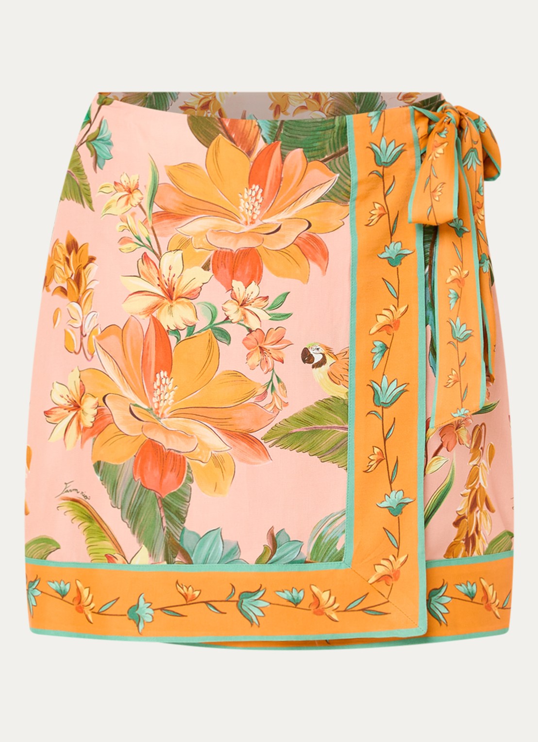 Farm Rio Birds minirok met print - voorkant orange
