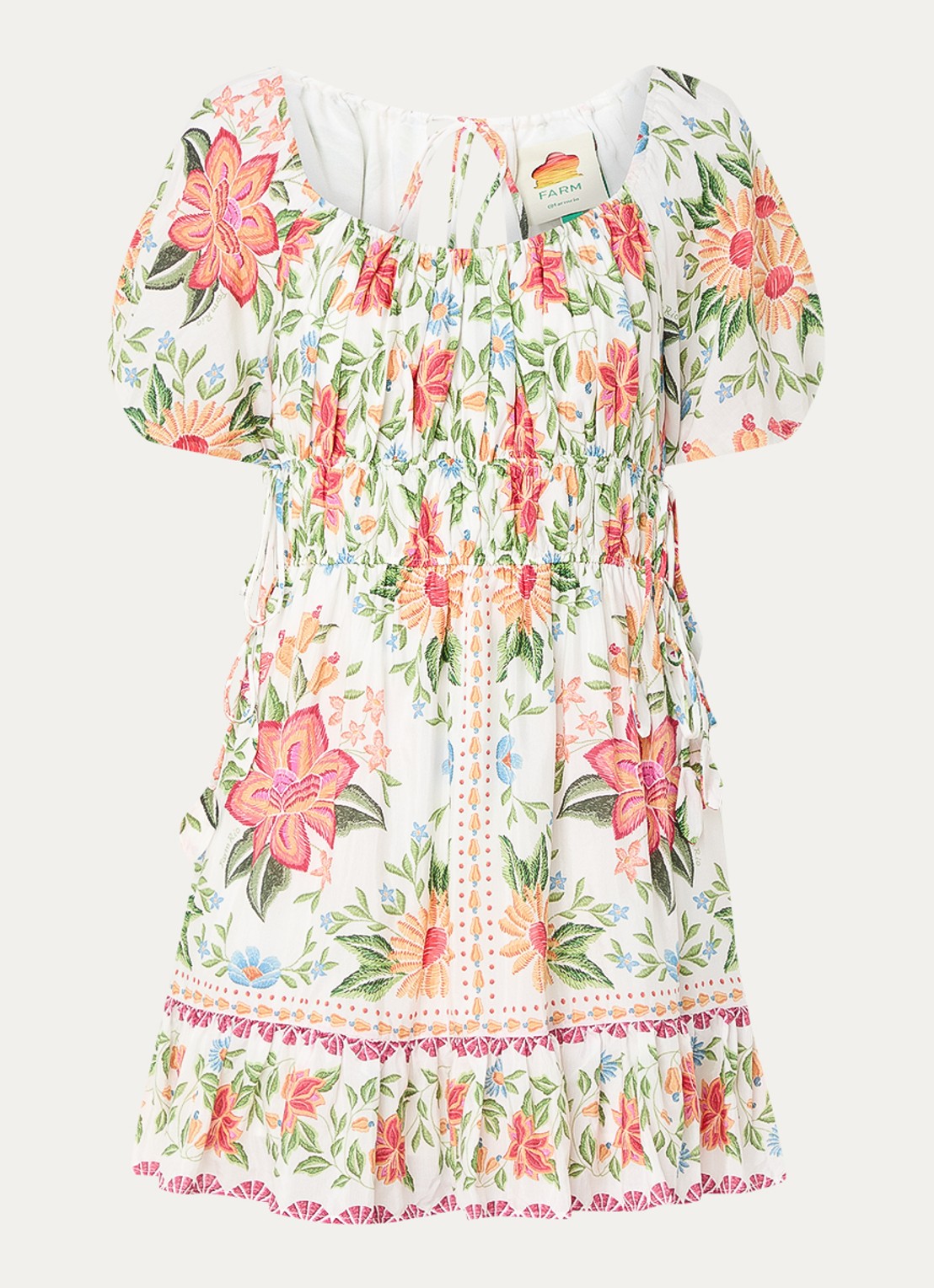 Farm Rio Bloom Garden mini jurk met bloemenprint - voorkant roze
