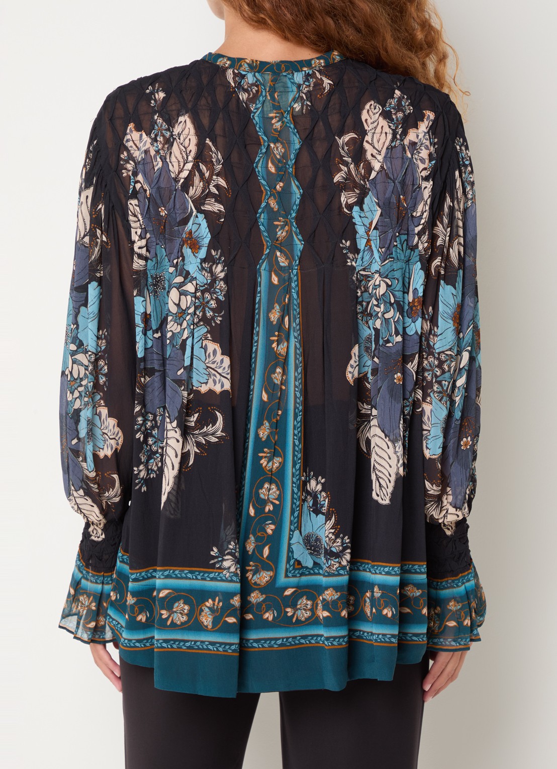 Farm Rio Blossom tuniek met bloemenprint - achterkant donkerblauw