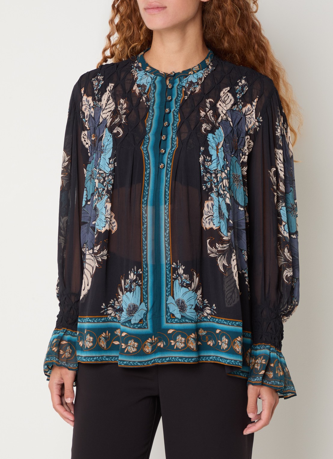 Farm Rio Blossom tuniek met bloemenprint - detail 2 donkerblauw