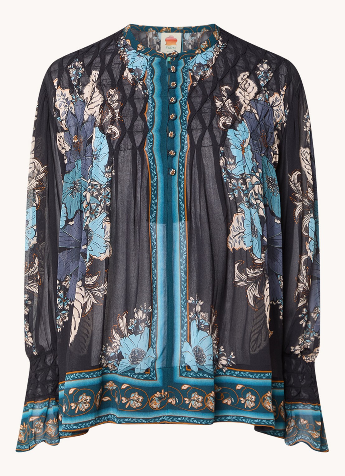 Farm Rio Blossom tuniek met bloemenprint - voorkant 4 donkerblauw