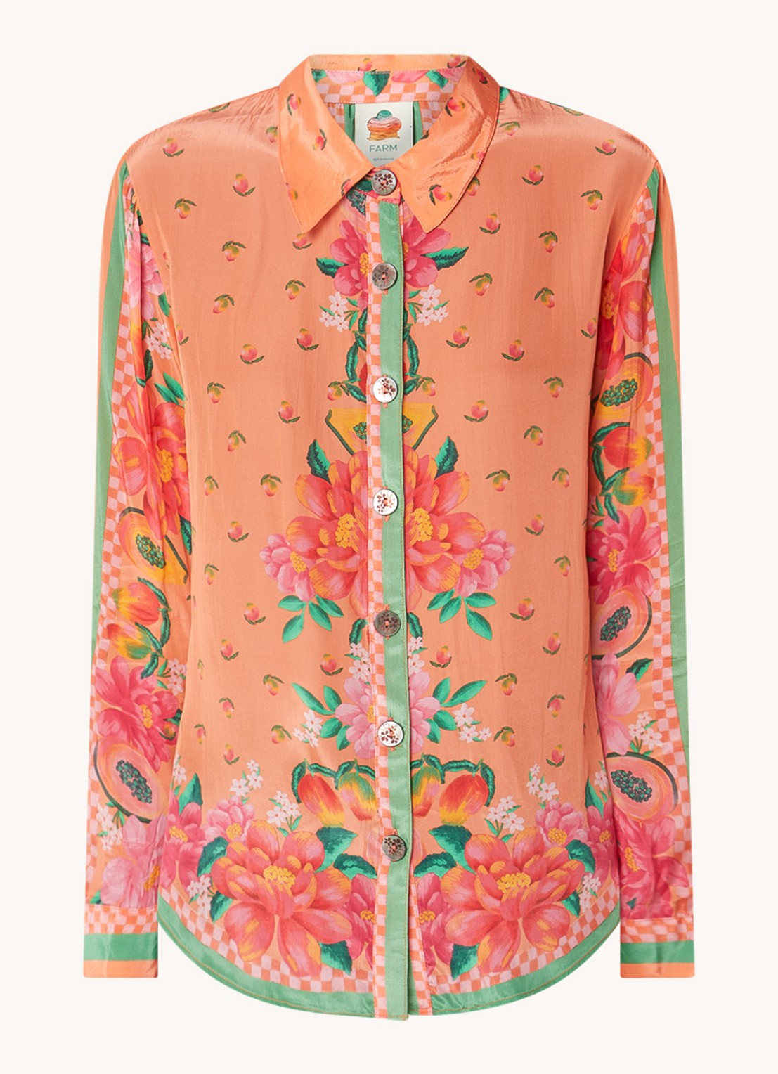 Farm Rio Blouse met bloemenprint  - voorkant 4 orange
