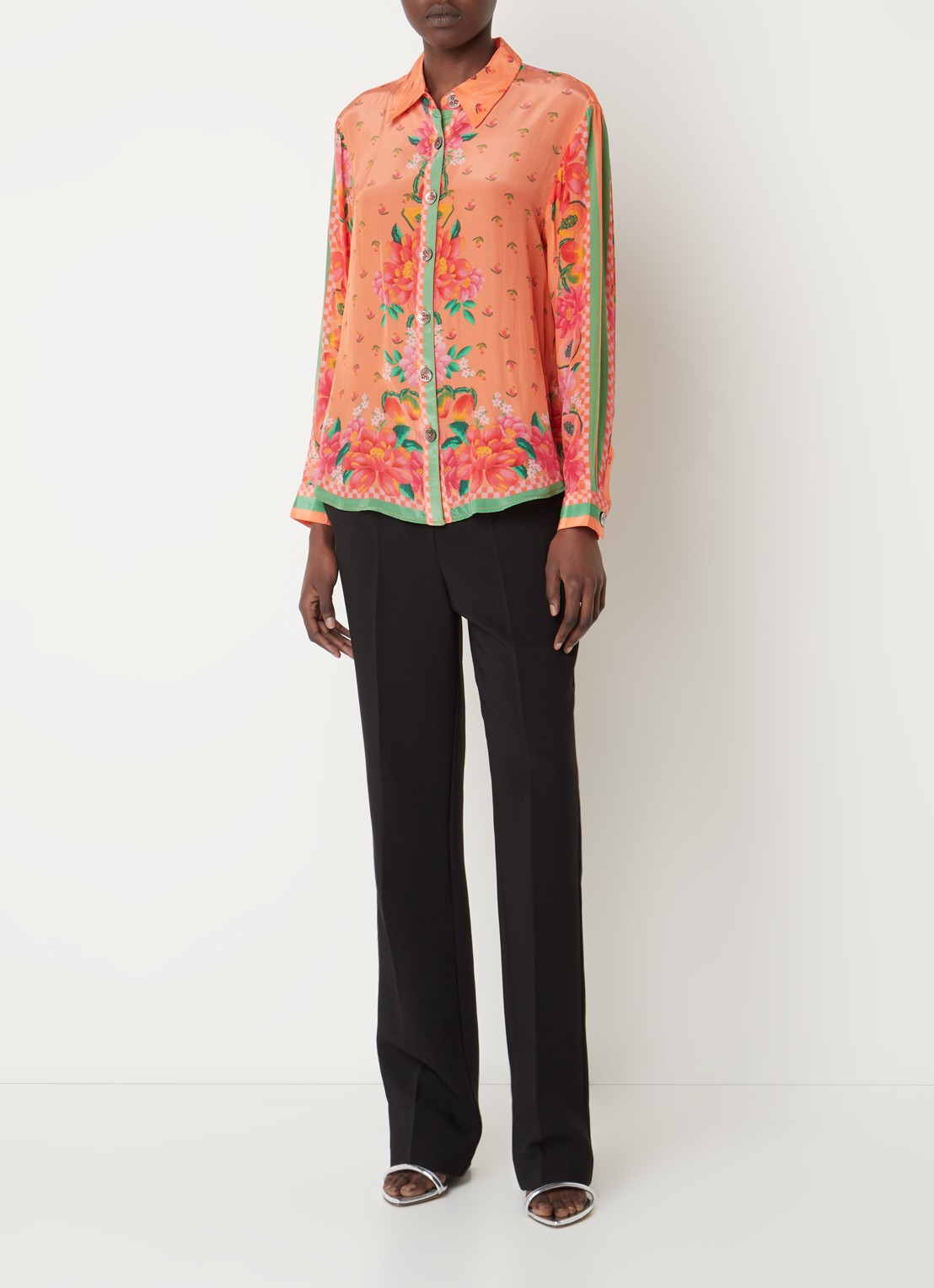 Farm Rio Blouse met bloemenprint  - voorkant 5 orange