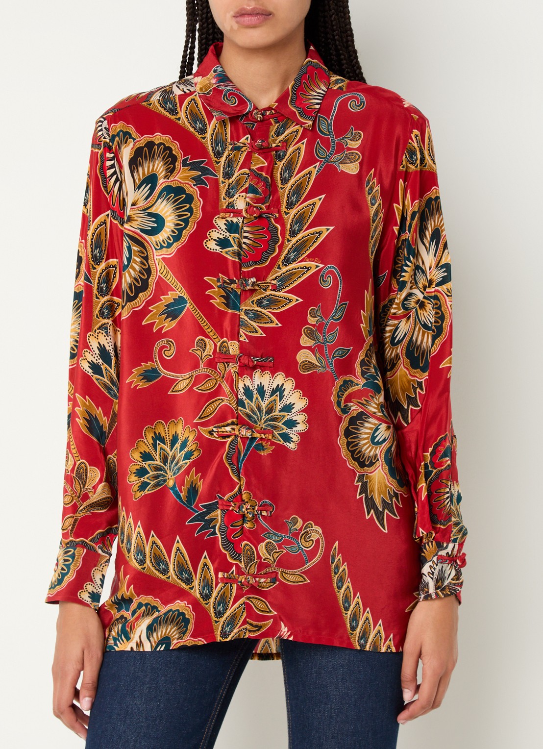 Farm Rio Blouse met bloemenprint - detail rood