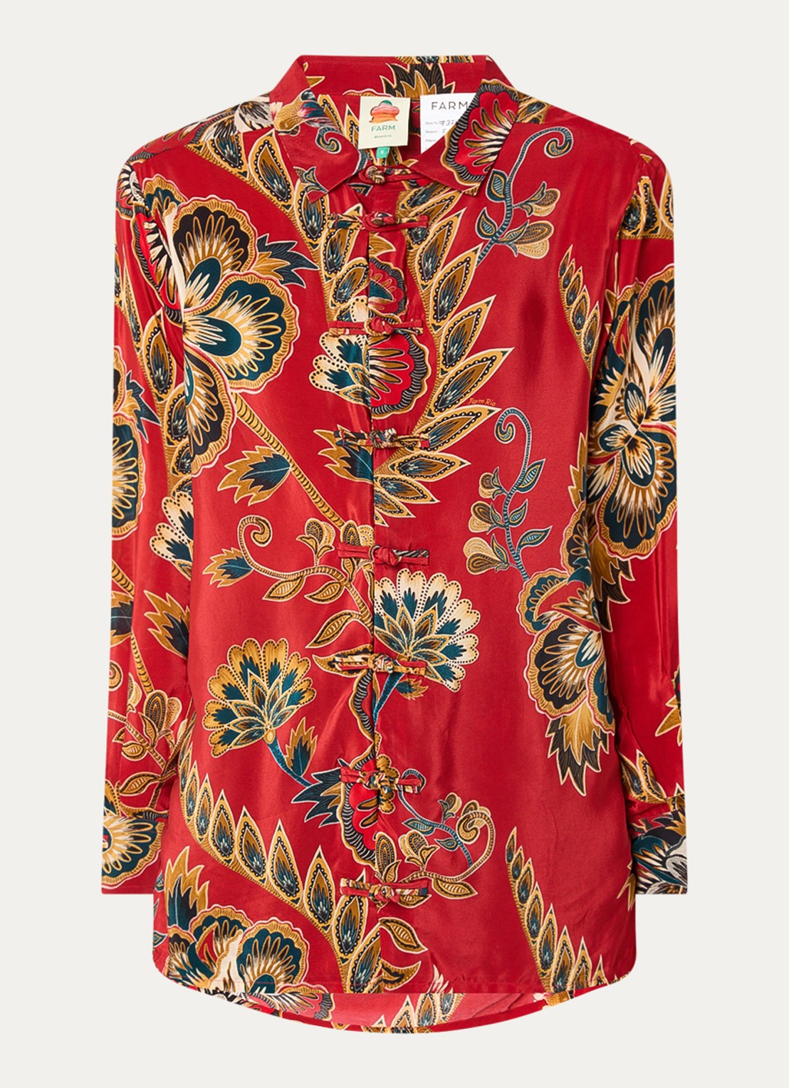 Farm Rio Blouse met bloemenprint - voorkant 4 rood