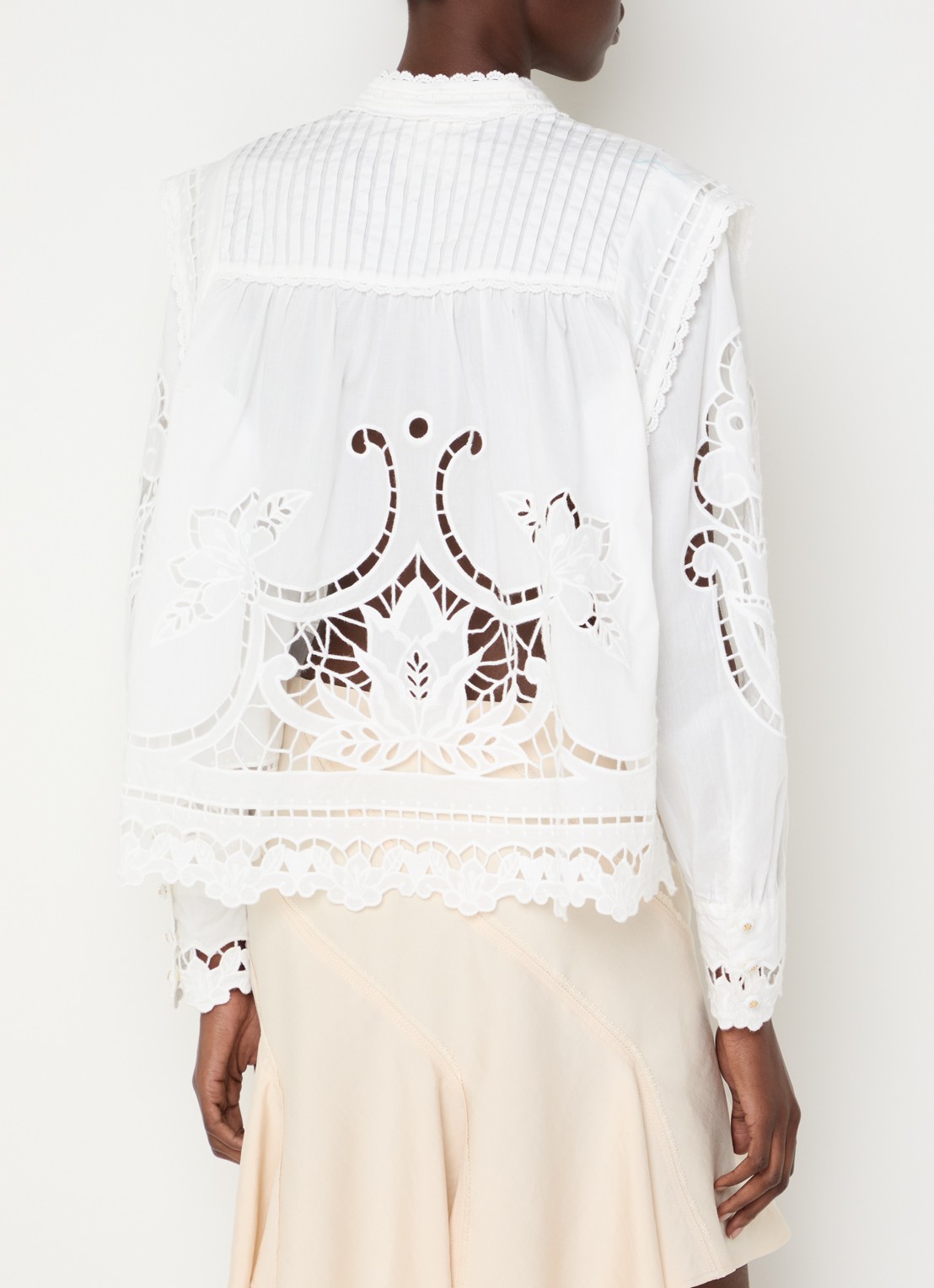 Farm Rio Blouse met broderie en plooidetail - achterkant 4 gebroken wit