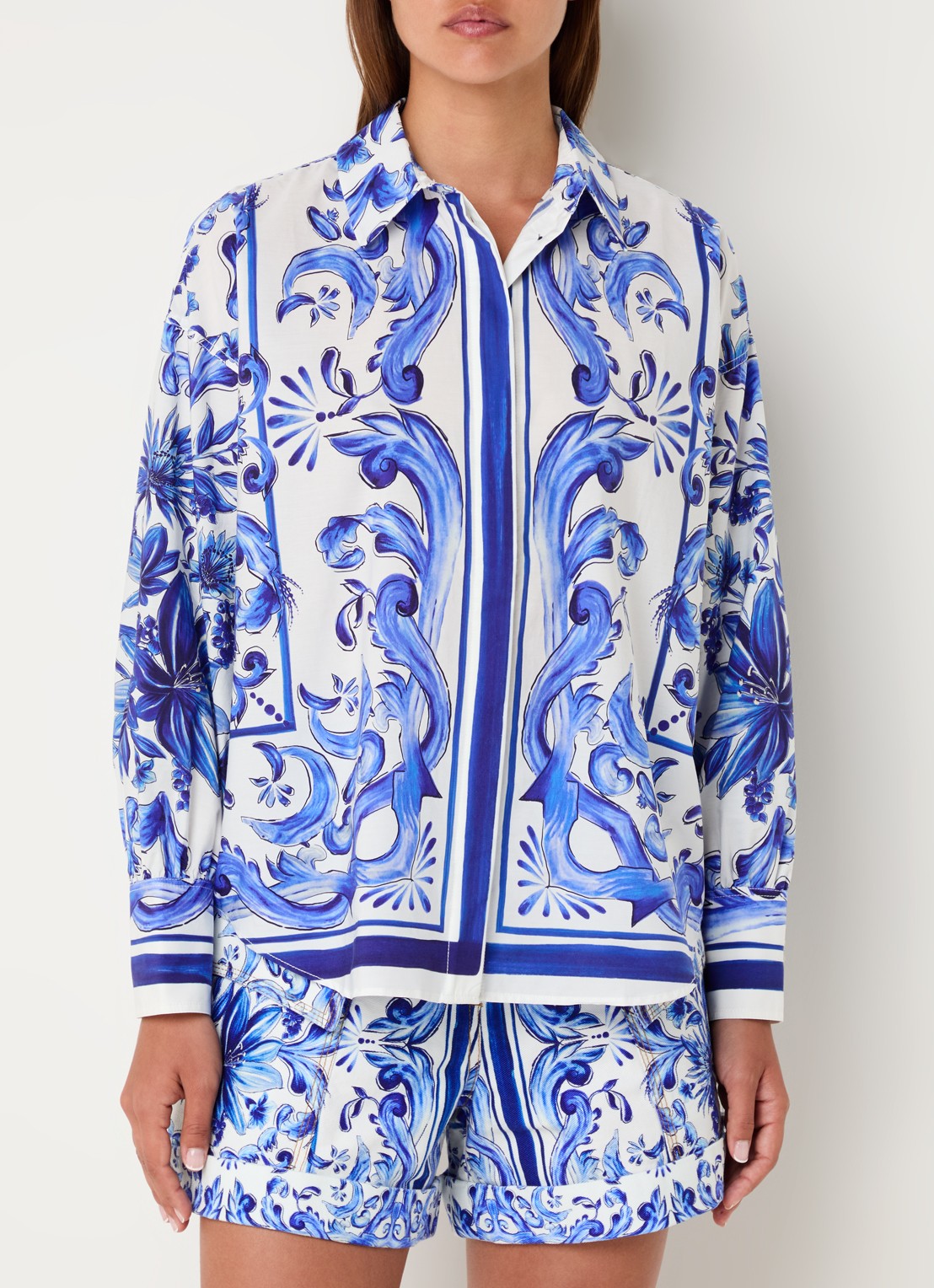 Farm Rio Blouse met print en blinde knoopsluiting - detail 4 donkerblauw