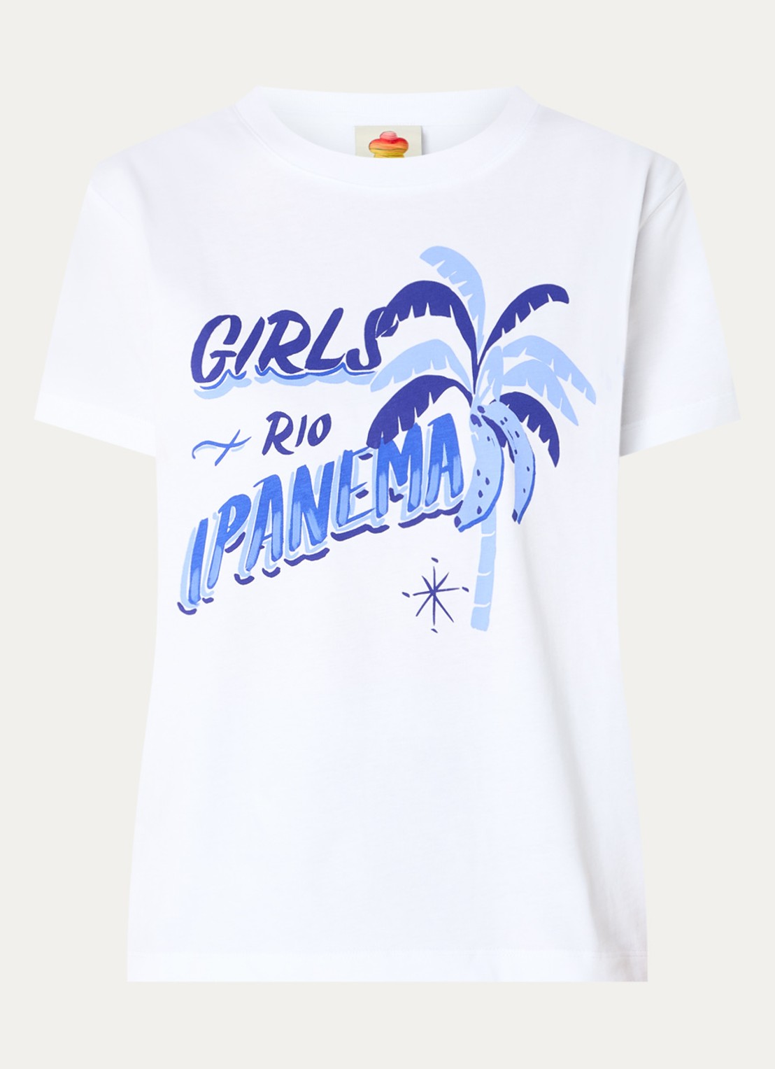 Farm Rio Blue Tropical T-shirt met print - voorkant wit