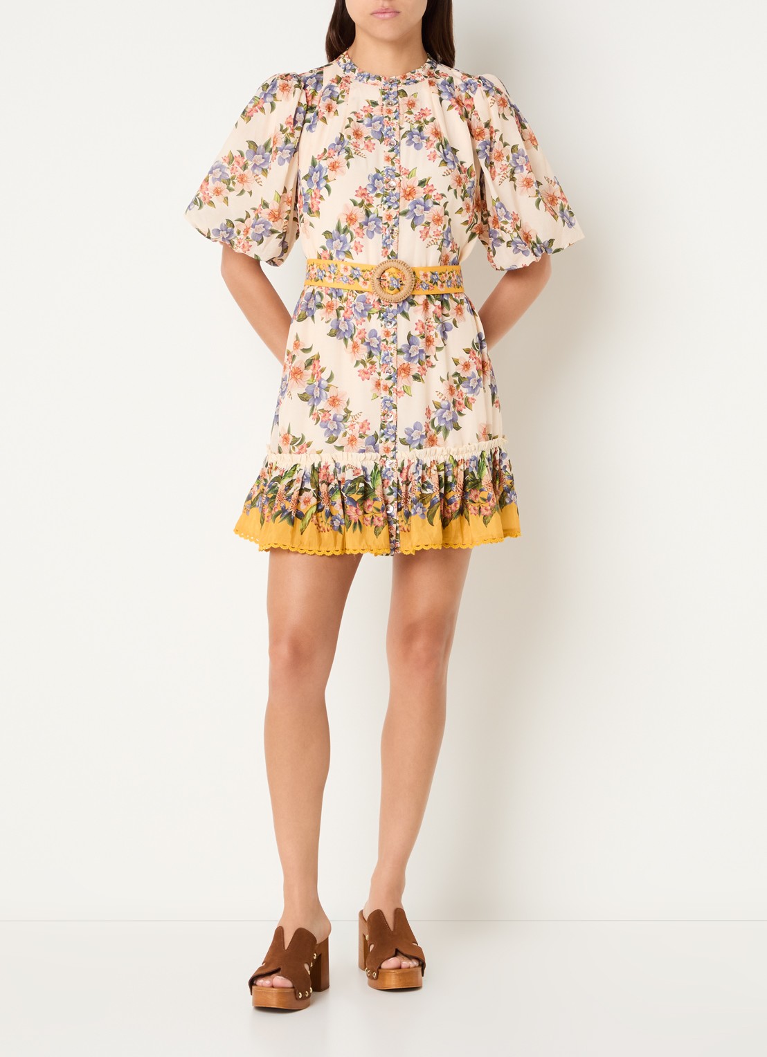Farm Rio Boho Beauty Butter maxi tuniekjurk in linnenblend - voorkant 2 zand