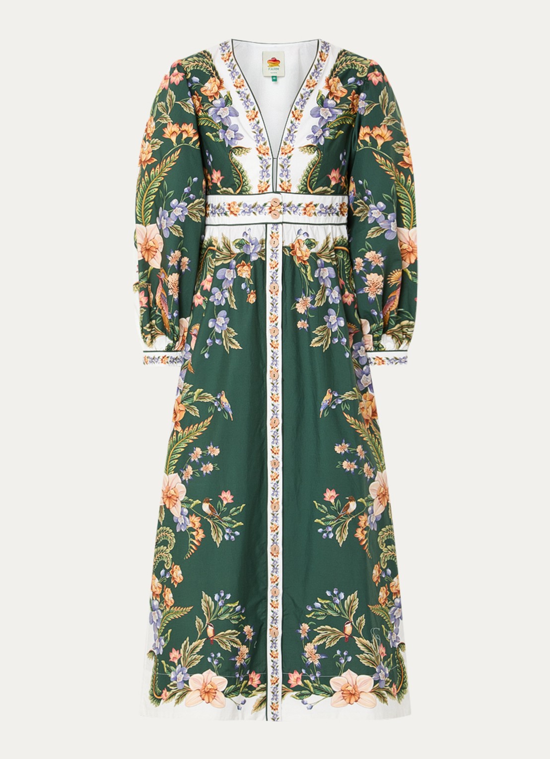 Farm Rio Boho Beauty Butter maxi tuniekjurk met bloemenprint - voorkant 3 groen