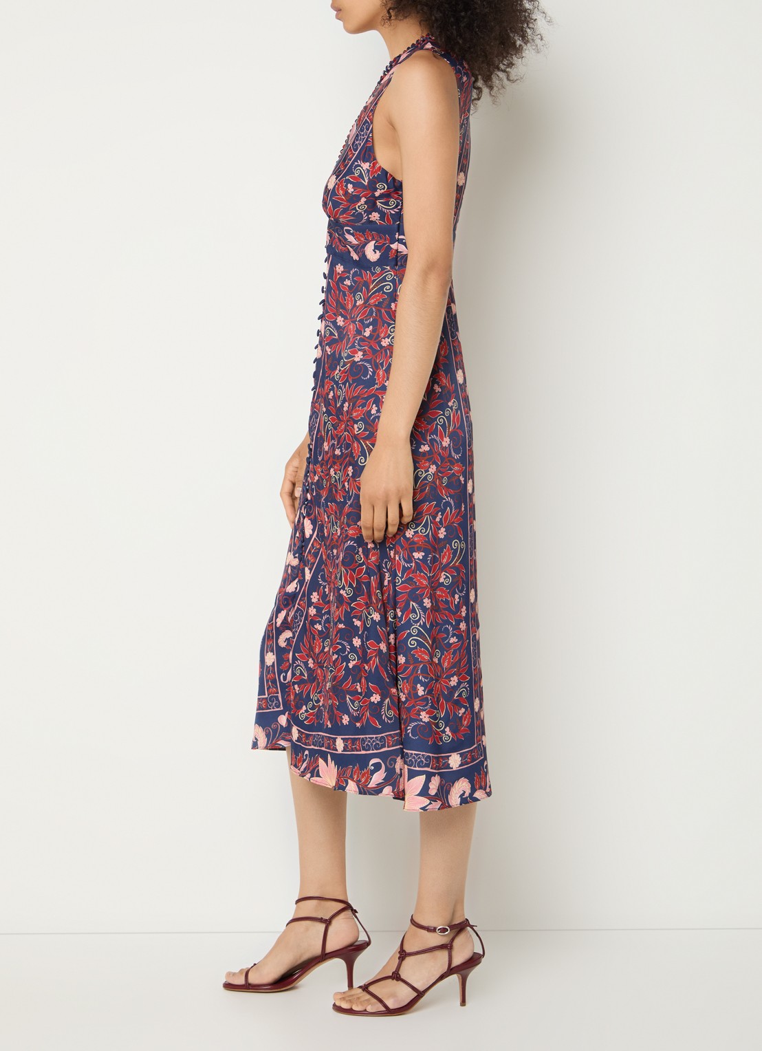 Farm Rio Boho midi jurk met print - detail 4 donkerblauw