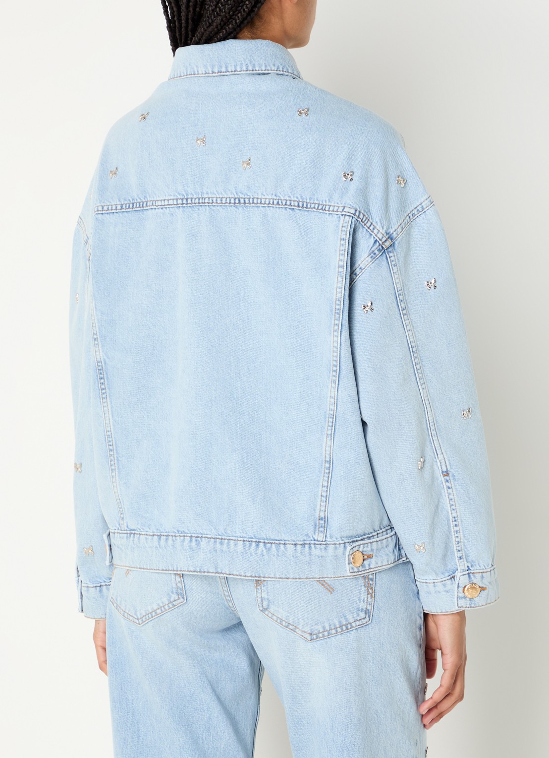 Farm Rio Bows spijkerjas met studs en borstzakken - achterkant indigo
