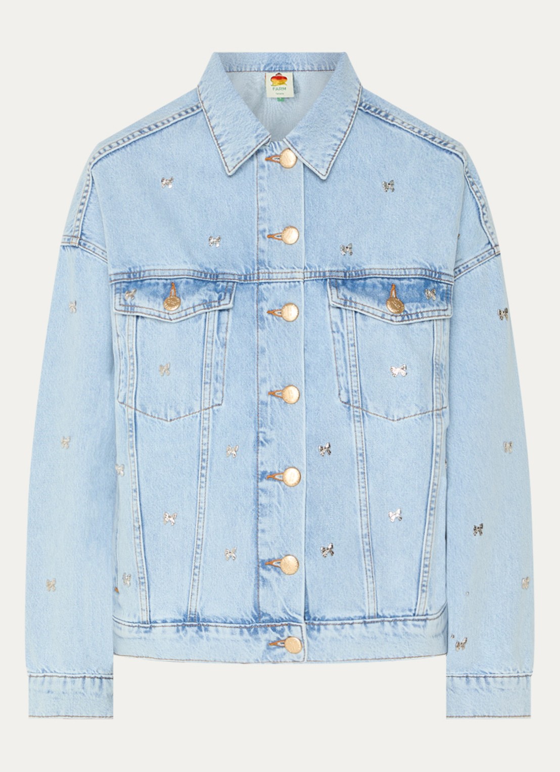 Farm Rio Bows spijkerjas met studs en borstzakken - voorkant 4 indigo