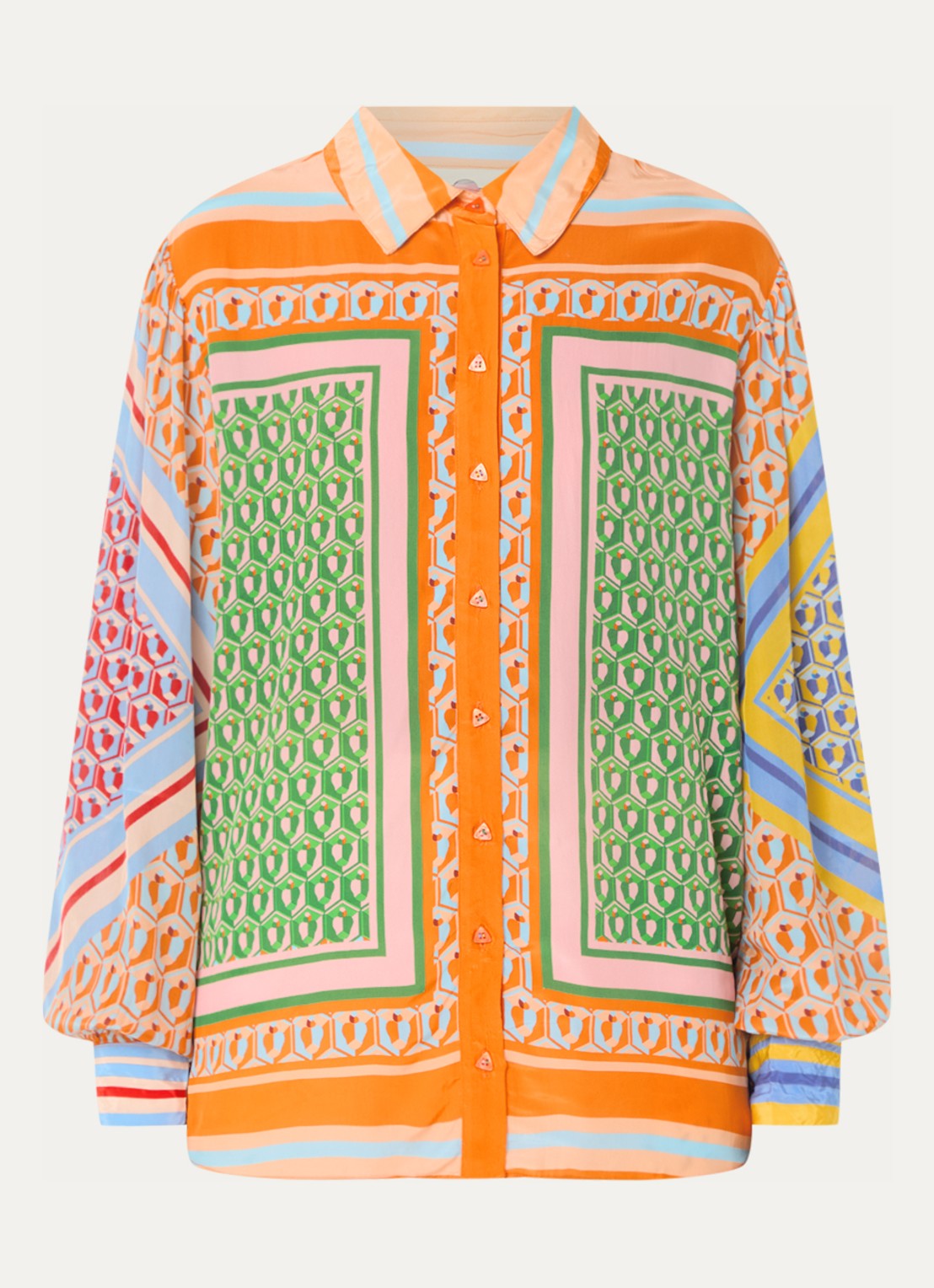 Farm Rio Cashew blouse met grafische print - voorkant 2 orange