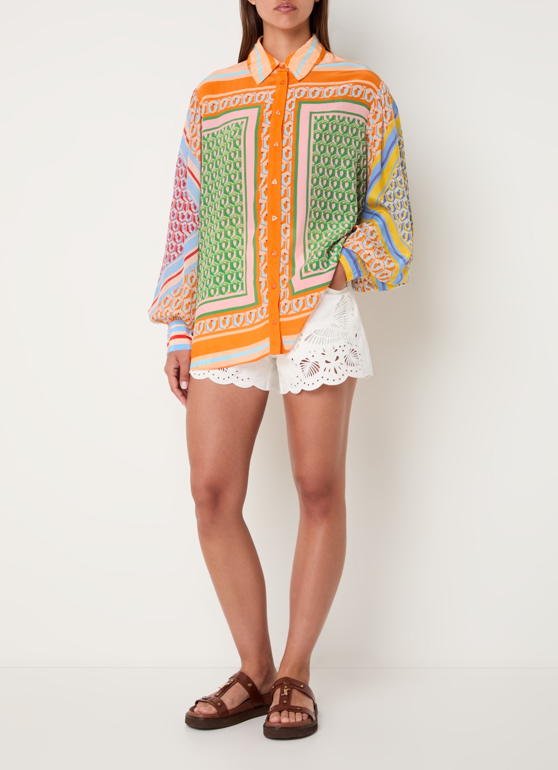 Farm Rio Cashew blouse met grafische print - voorkant 3 orange