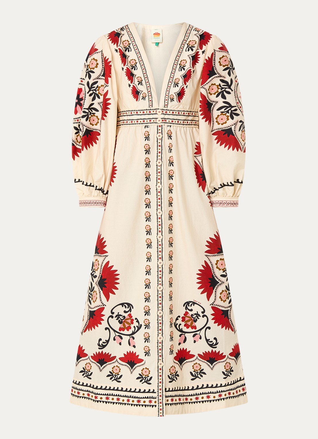 Farm Rio Cashew Mandala midi jurk met bloemenprint - voorkant 4 creme