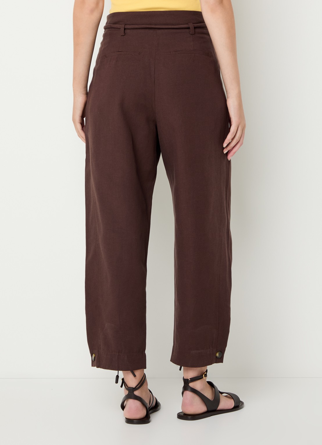 Farm Rio Clochard high waist loose fit cropped pantalon  - achterkant 3 hazelnootbruin