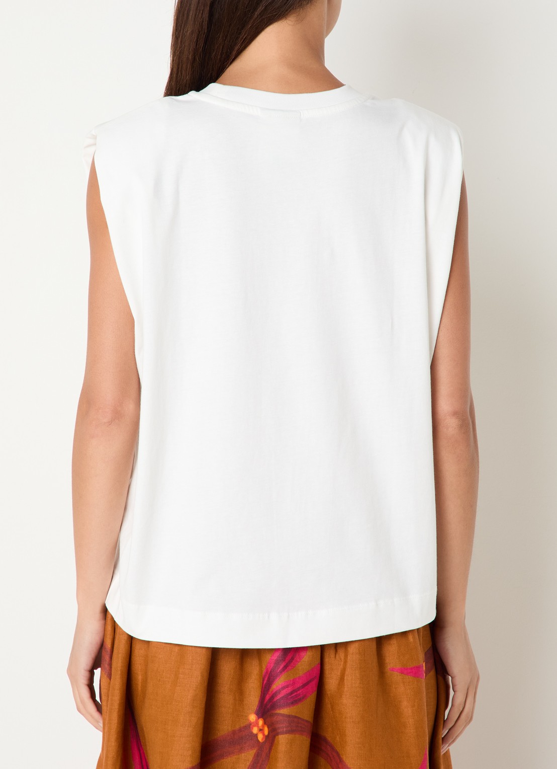 Farm Rio Coconut Trees sweater met opengewerkt dessin en borduring - achterkant 4 gebroken wit