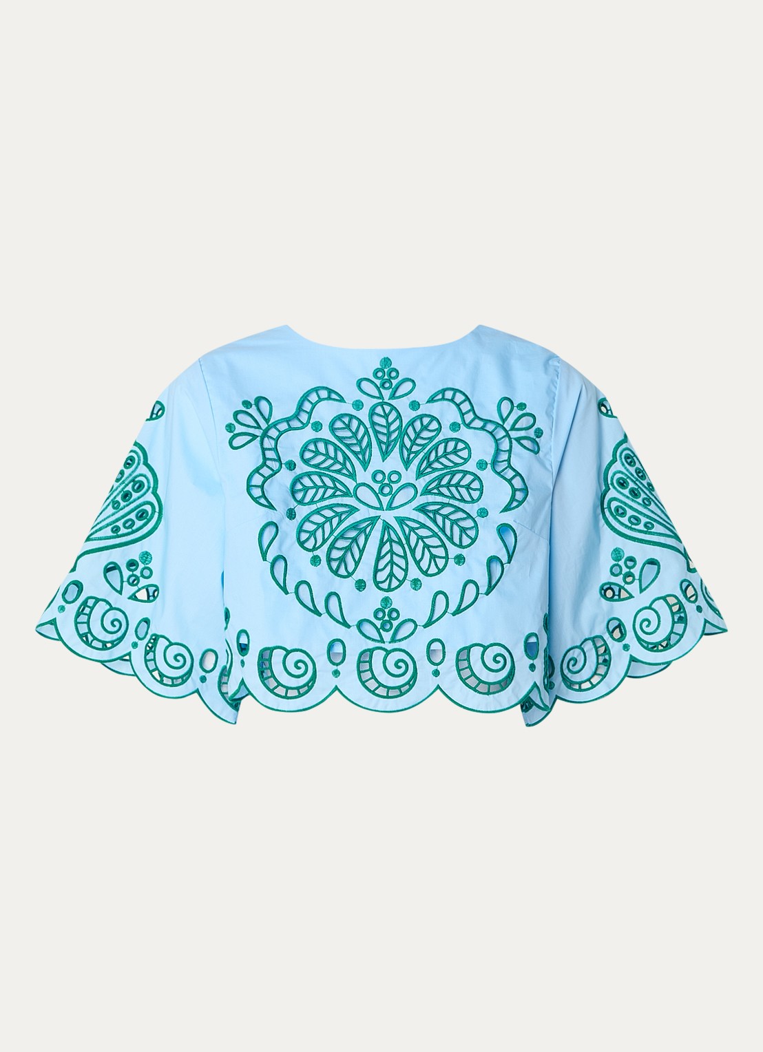 Farm Rio Crop top met opengewerkt dessin - voorkant 3 lichtblauw