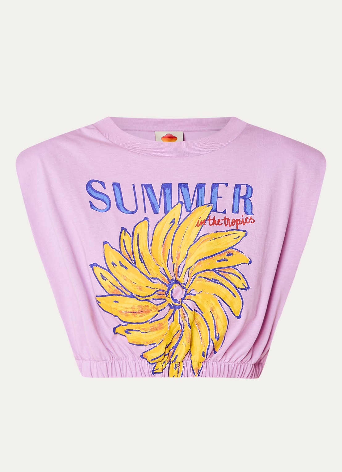 Farm Rio Crop top met print en schoudervulling - voorkant lila