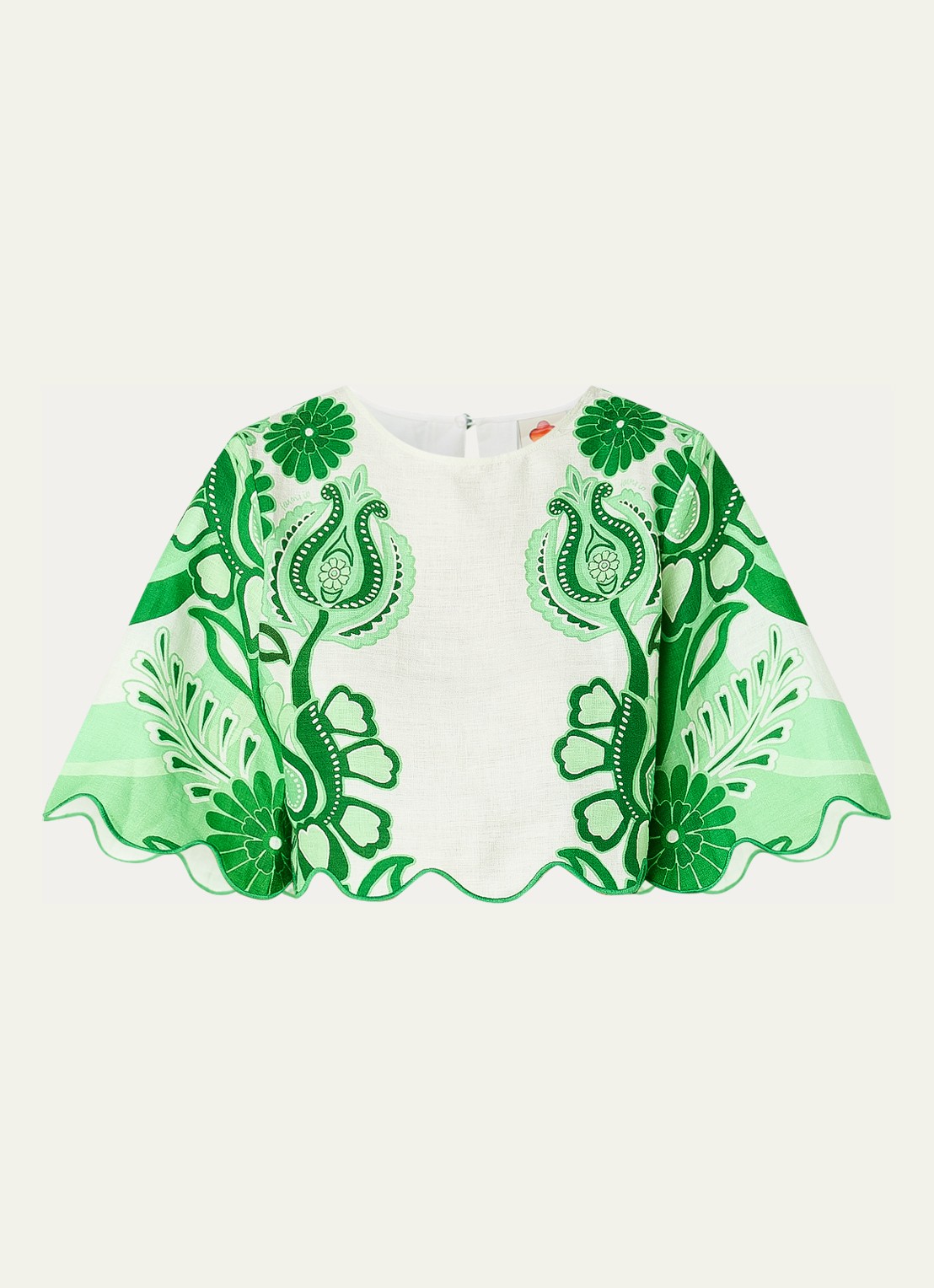 Farm Rio Crop top van linnen met bloemenprint - voorkant 2 groen