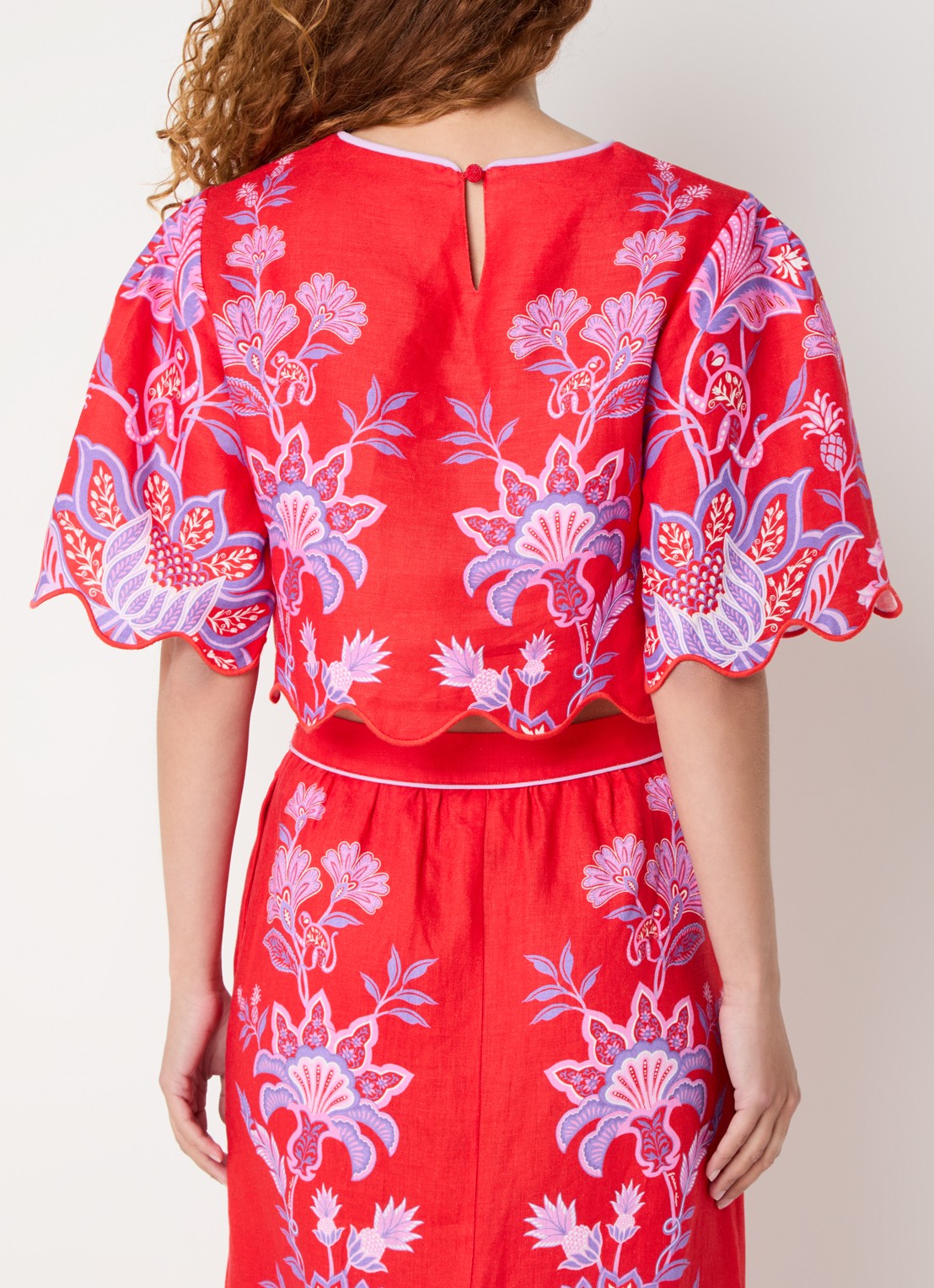 Farm Rio Cropped blouse met print - achterkant 3 rood