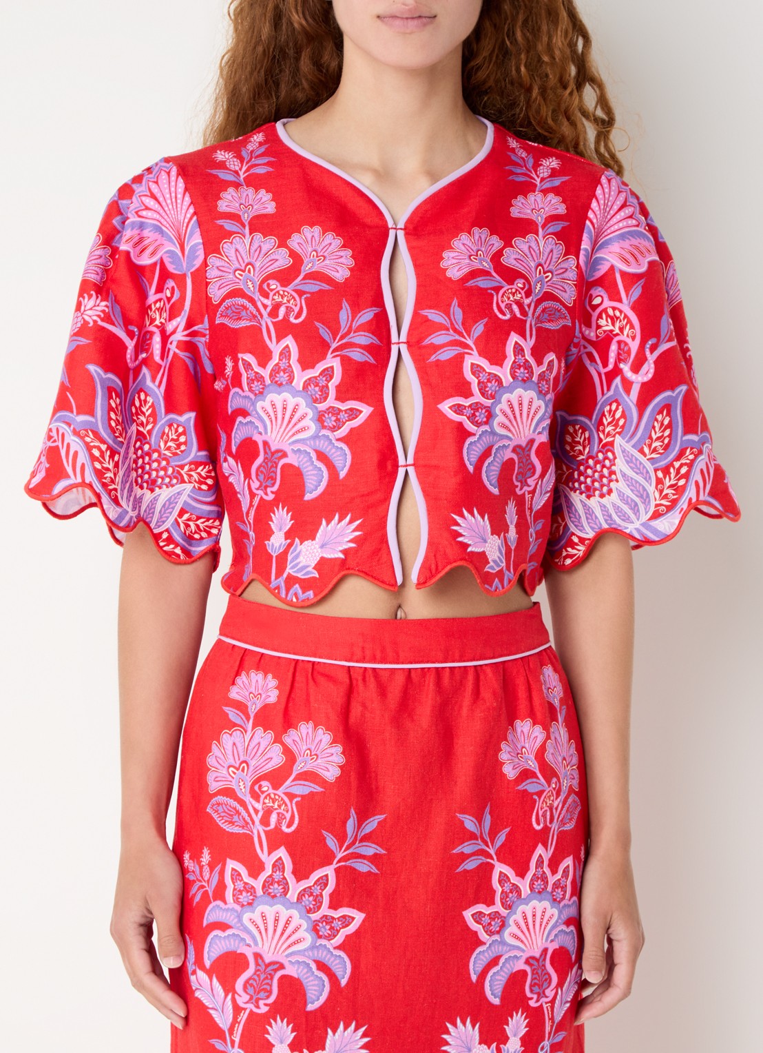 Farm Rio Cropped blouse met print - detail 4 rood