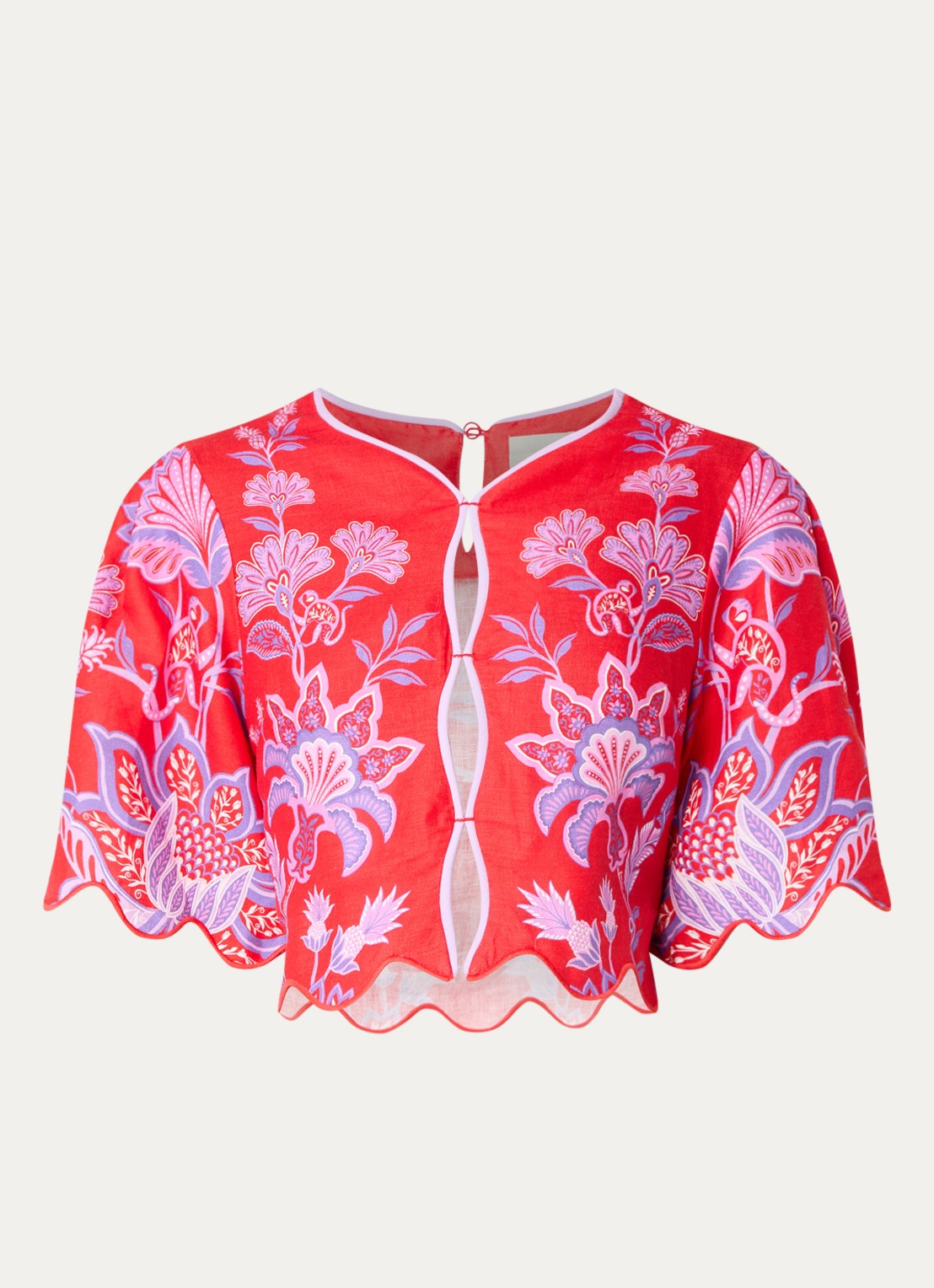 Farm Rio Cropped blouse met print - voorkant rood