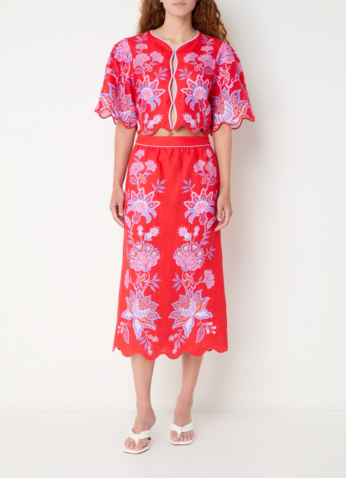 Farm Rio Cropped blouse met print - voorkant 2 rood