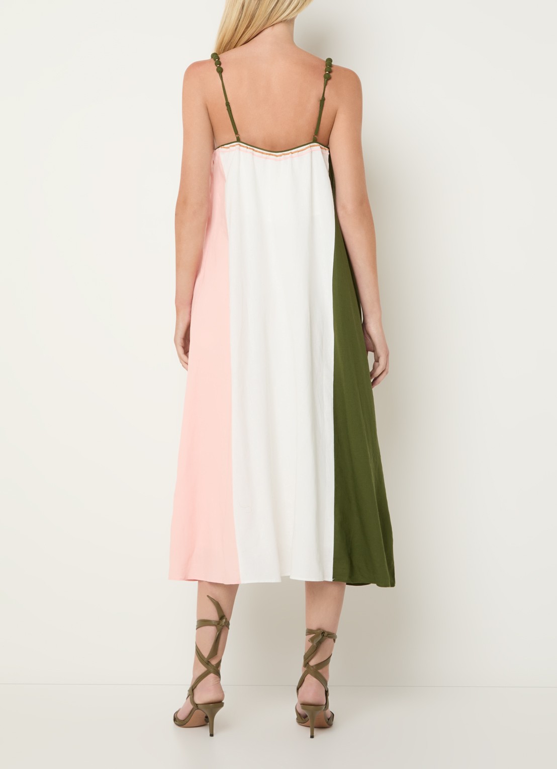Farm Rio Cross Stich midi jurk met print - achterkant 2 gebroken wit