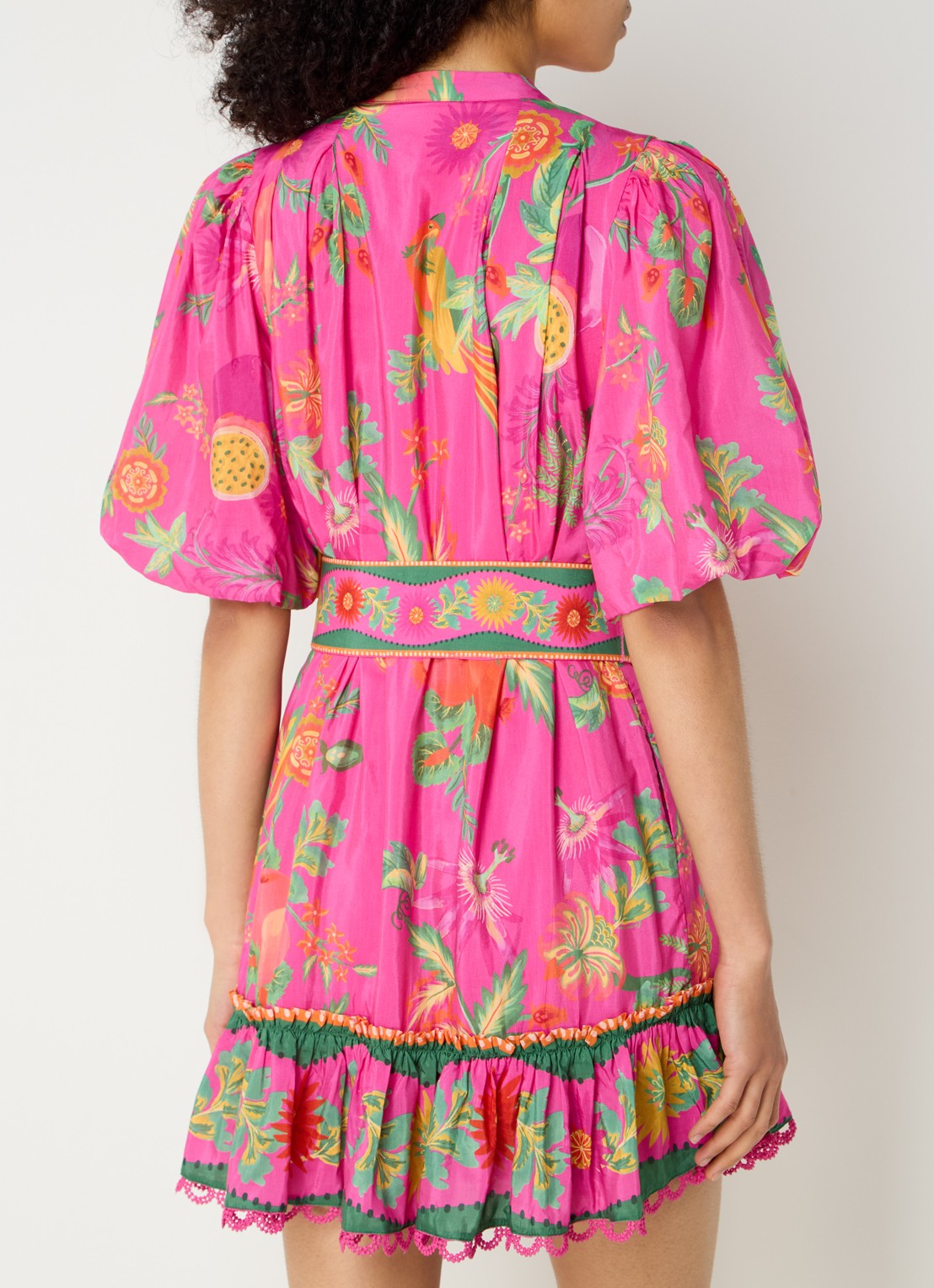 Farm Rio Delicate Fruit Garden mini blousejurk met bloemenprint - achterkant 4 roze