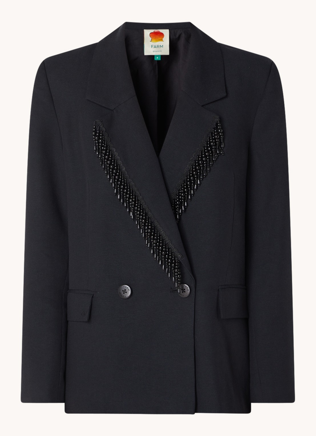 Farm Rio Double-breaster blazer  met kralendecoratie - voorkant zwart