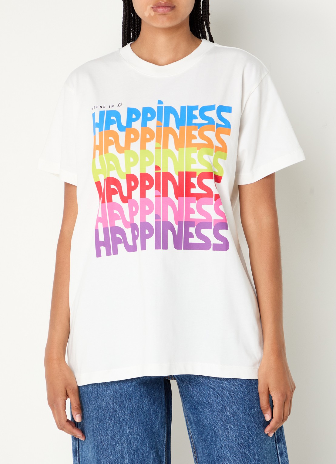 Farm Rio Dress In Happiness T-shirt met print - detail 3 gebroken wit