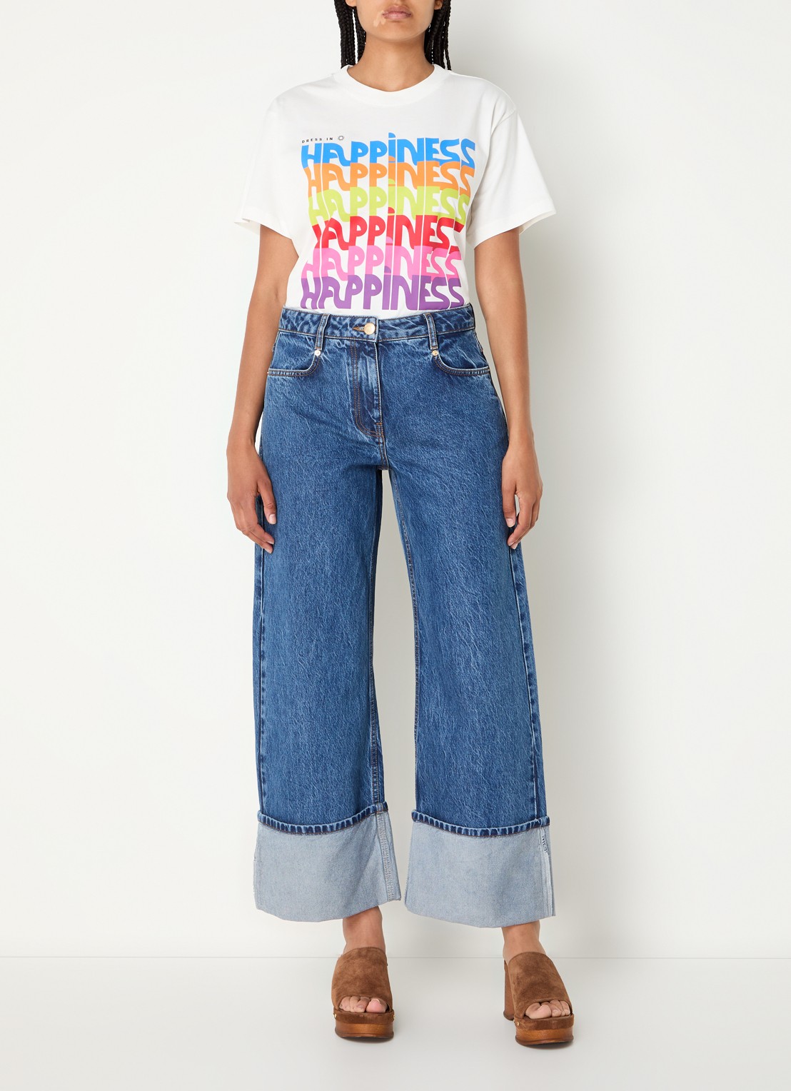 Farm Rio Dress In Happiness T-shirt met print - voorkant 2 gebroken wit