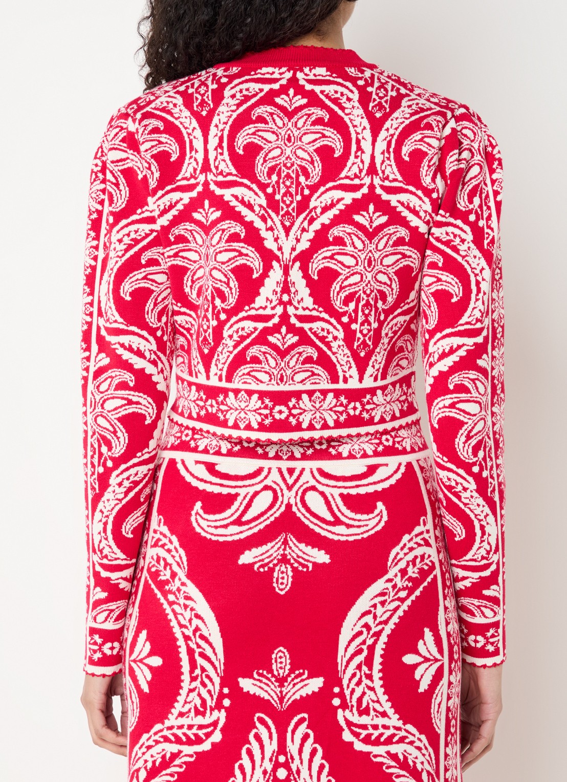 Farm Rio Fijngebreid cropped vest met print - achterkant rood