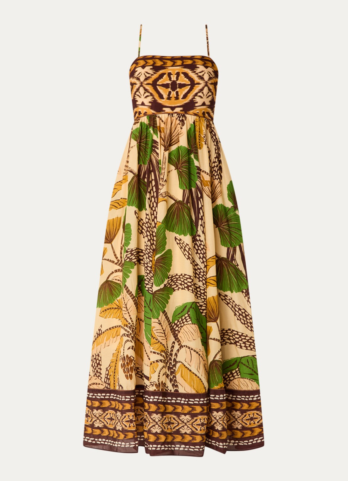 Farm Rio Fiolage maxi jurk met print - voorkant 2 lichtgeel
