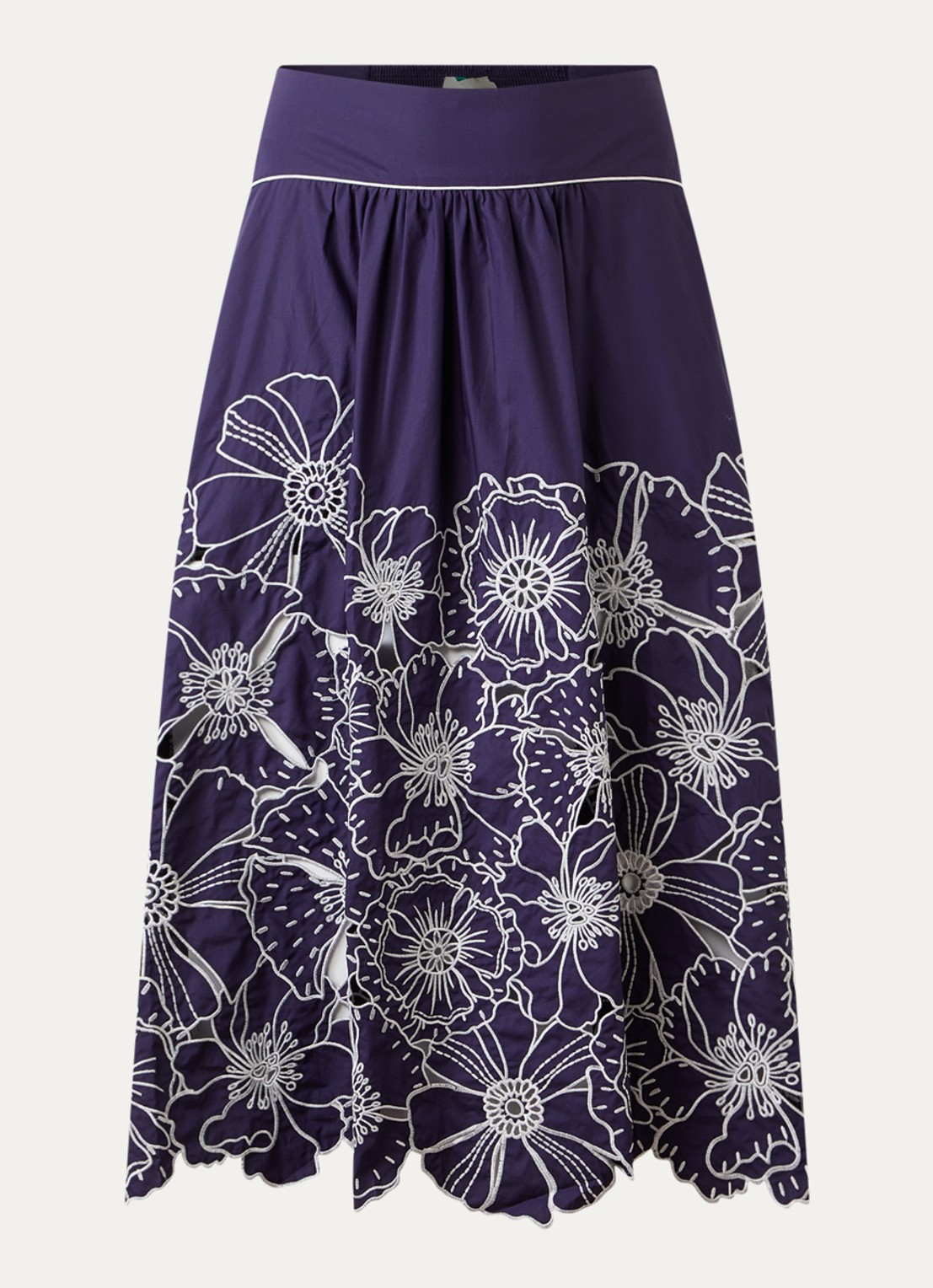Farm Rio Florart midi jurk met volant - voorkant blauw