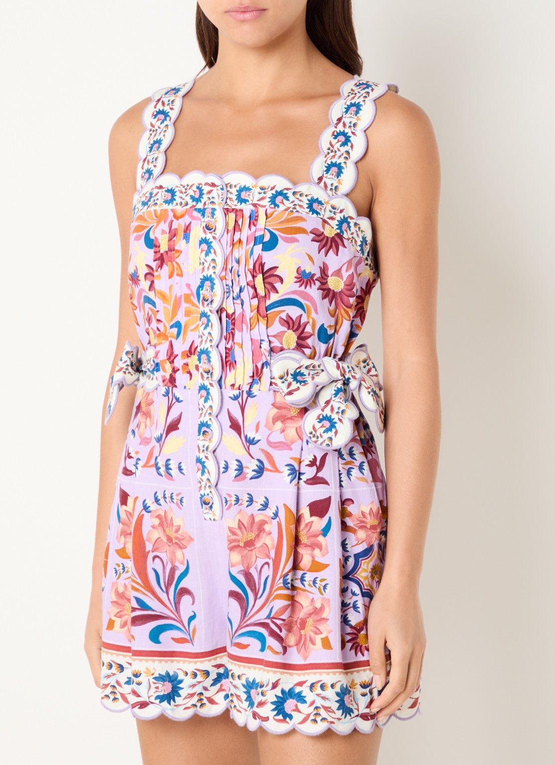 Farm Rio Flower playsuit in linnenblend met bloemenprint - detail lila