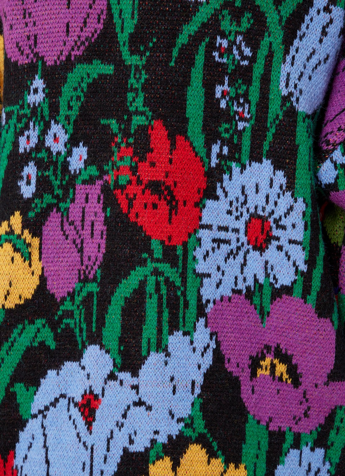 Farm Rio Flowers Banana fijngebreid vest in wolblend met ingebreid patroon - detail 4 zwart