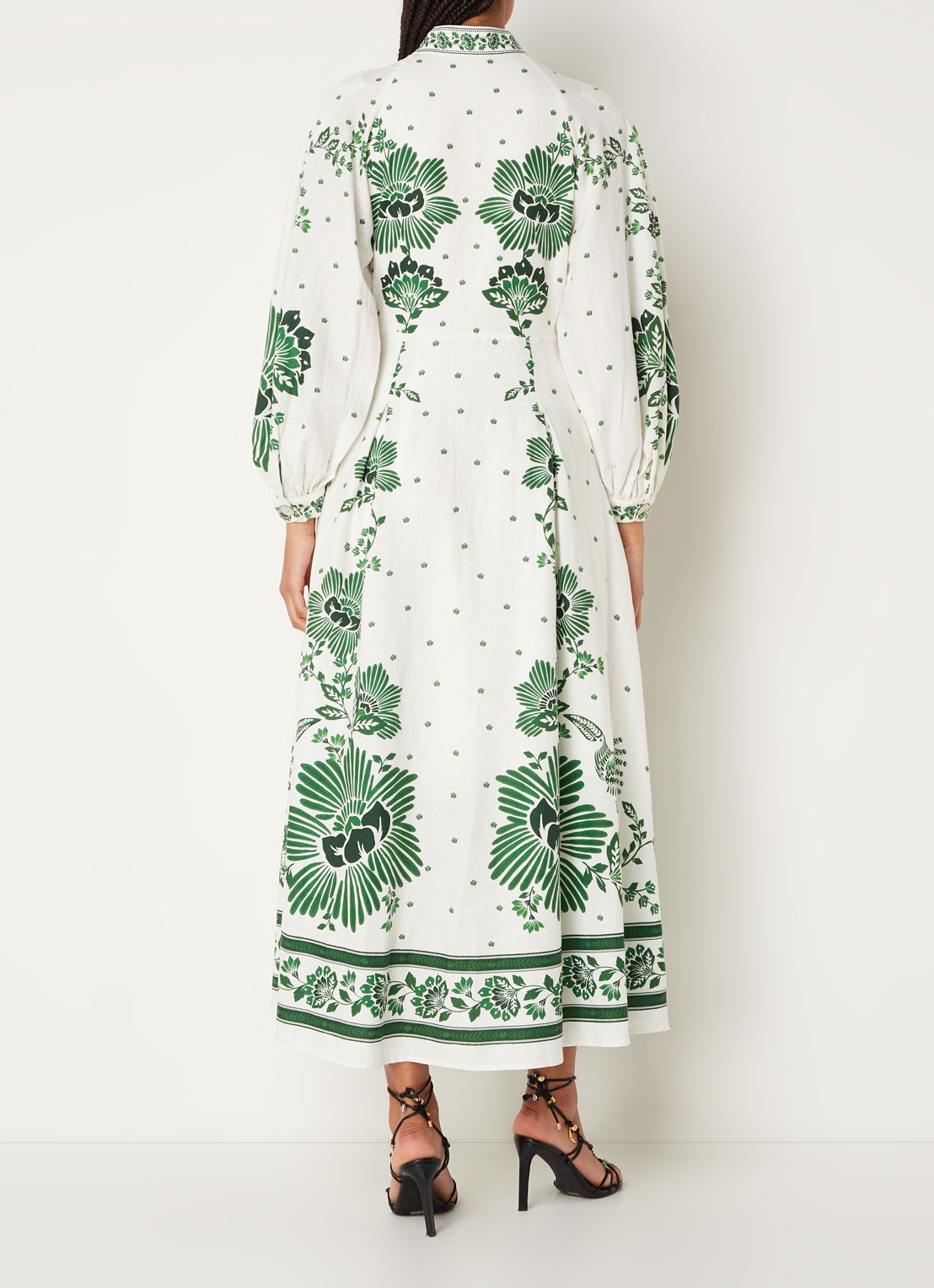 Farm Rio Forest Soul midi blousejurk met bloemenprint - achterkant 5 groen