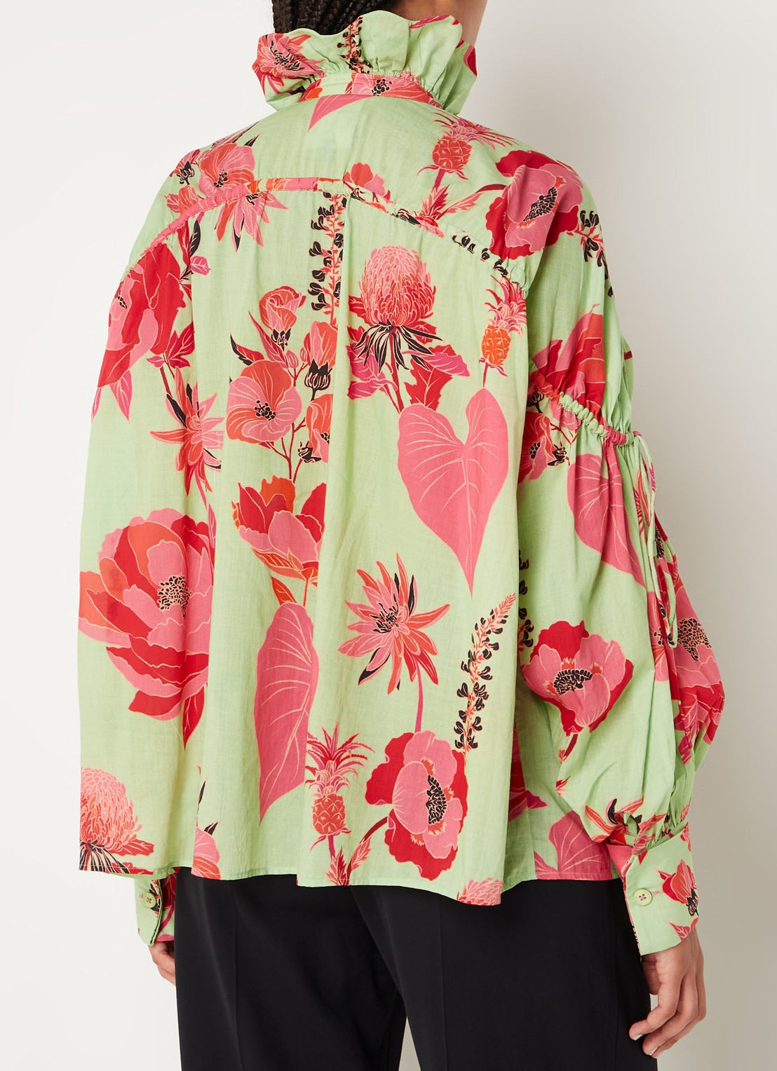 Farm Rio Fresh Garden blouse met bloemenprint - achterkant 5 lichtgroen