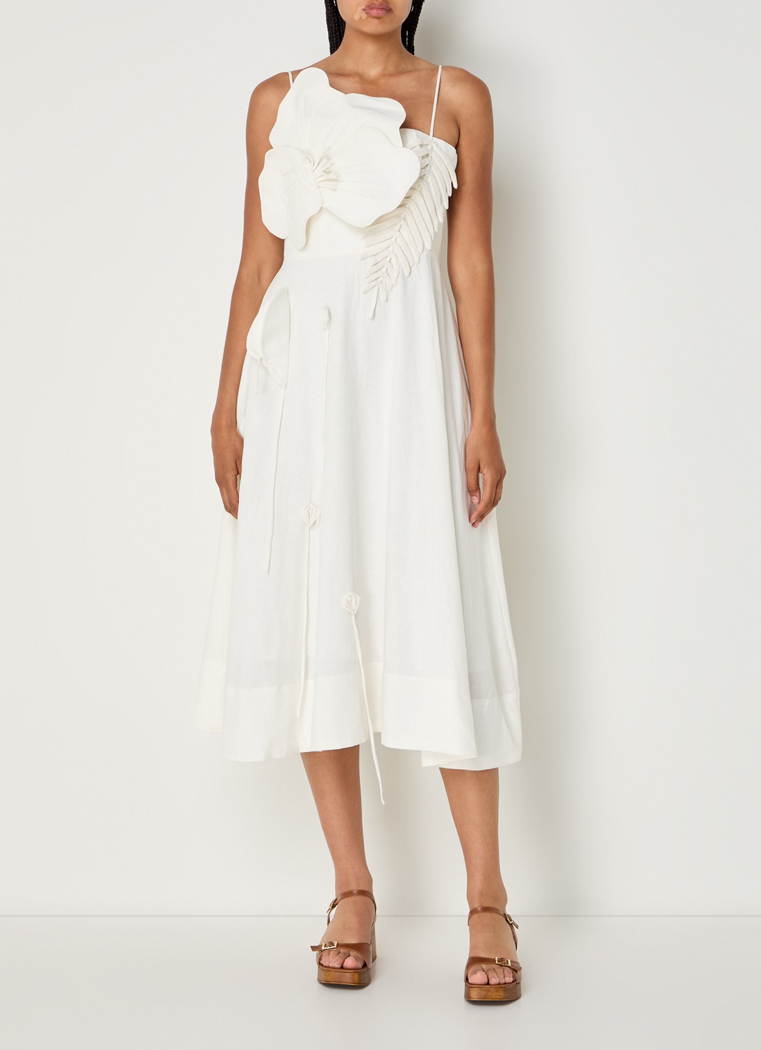 Farm Rio Garden midi jurk met applicatie - detail 3 gebroken wit