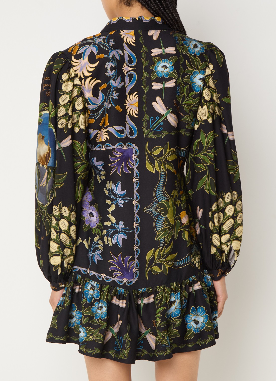 Farm Rio Garden mini blousejurk met bloemenprint - achterkant zwart