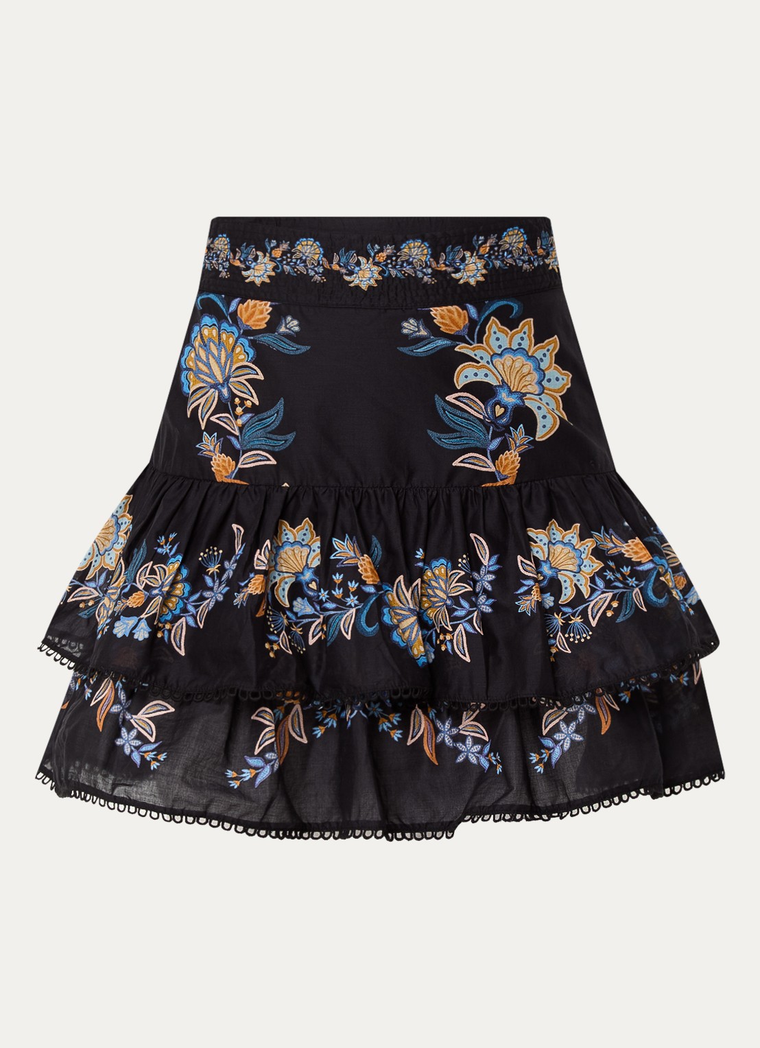 Farm Rio Gelaagde minirok met bloemenprint - voorkant 4 zwart